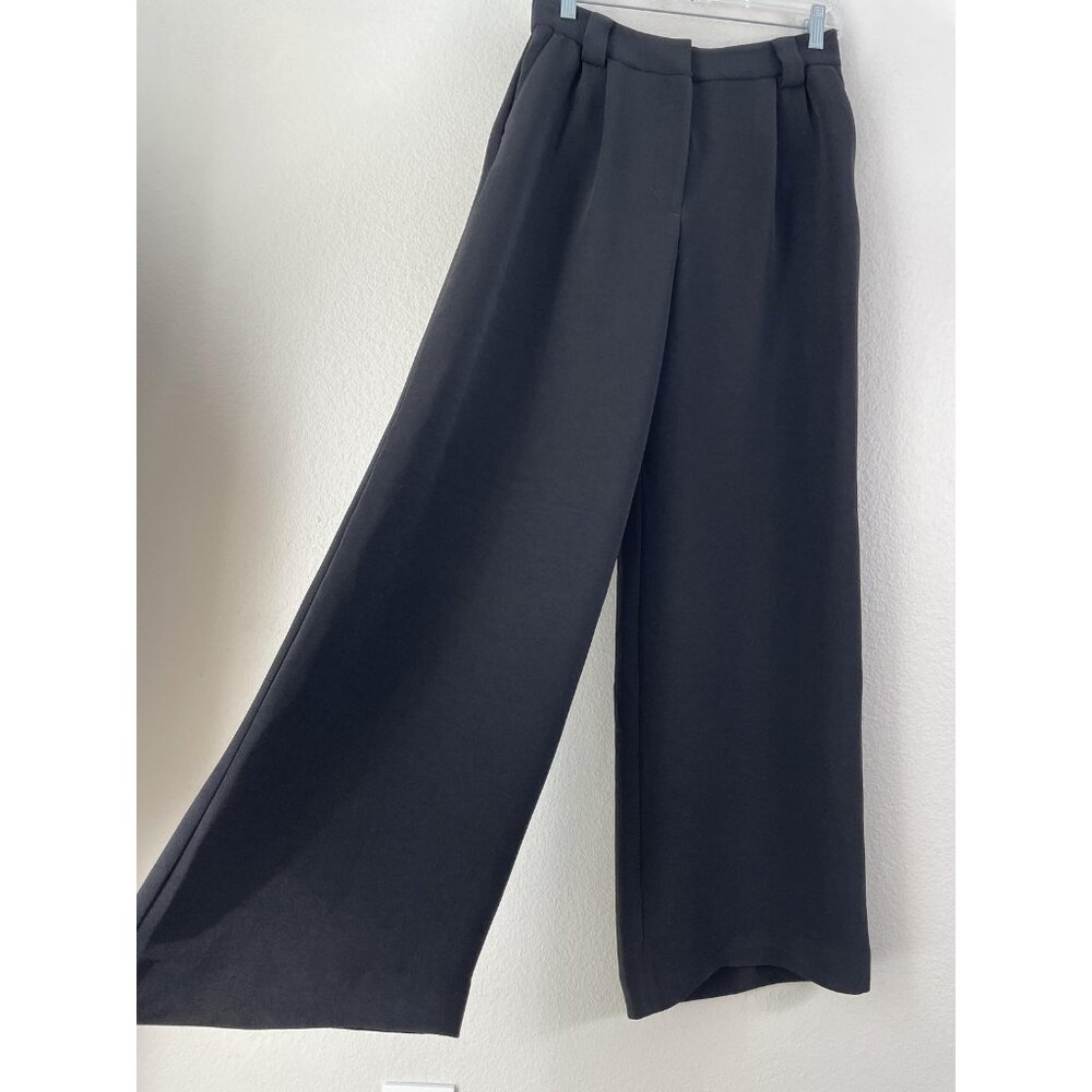 Express Pants Womens 4R Black Luxe Comfort Wide‎ Leg Pleated Dress Work Trousers